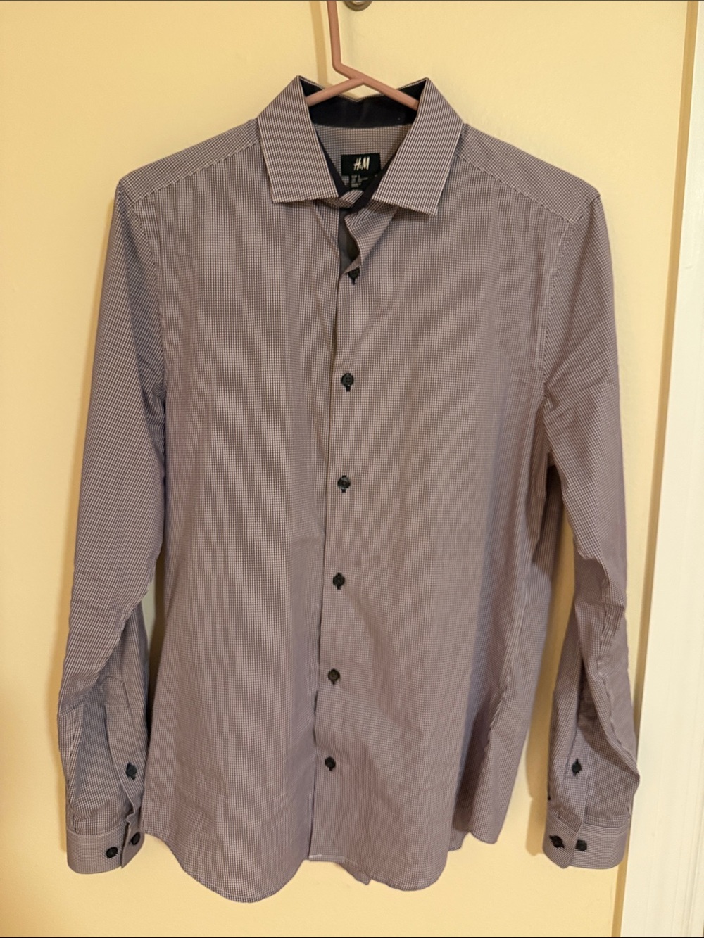 H&M Men’s Light Purple Micro-Check Dress Shirt